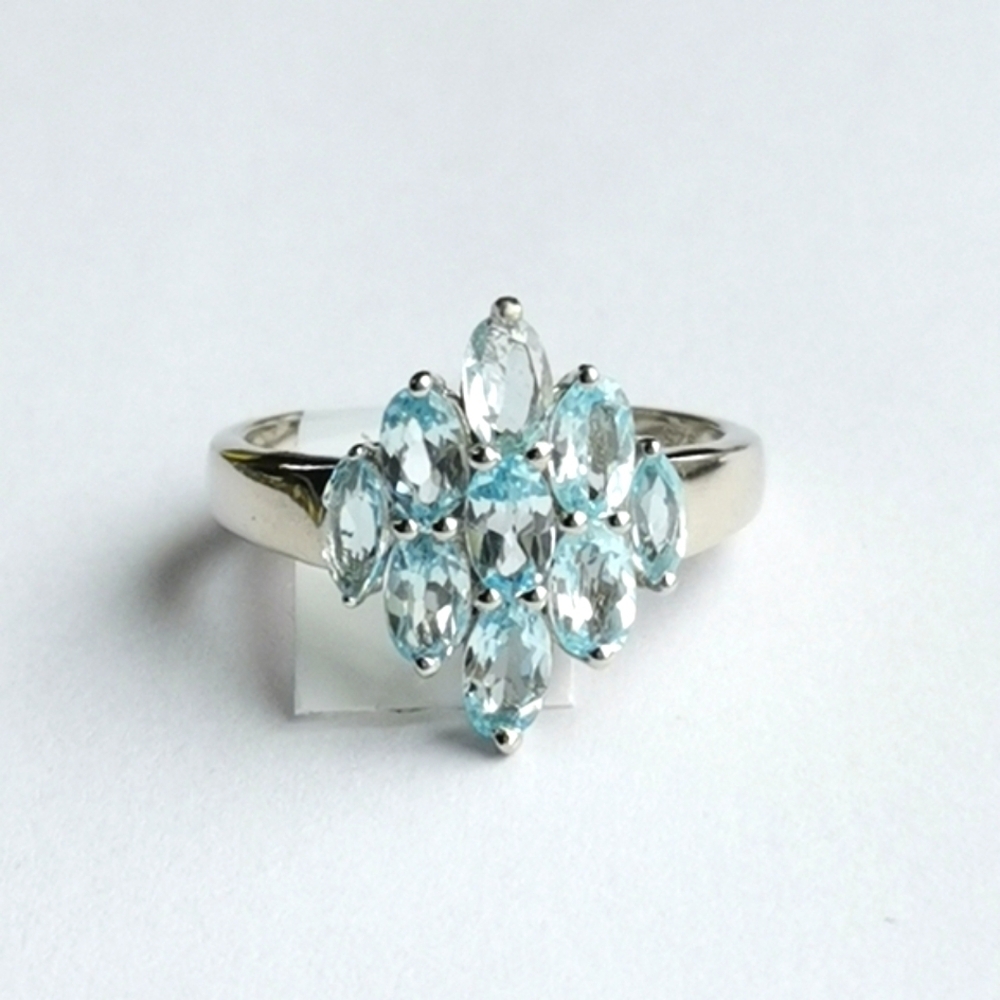 Brazilian Blue Topaz Ring Sterling Silver Size 7.25 🆕